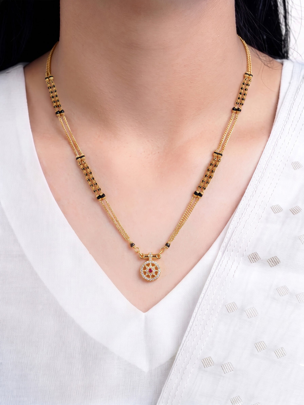 Devanshi Chakra Diamond Gold Women's Mangalsutra Necklace