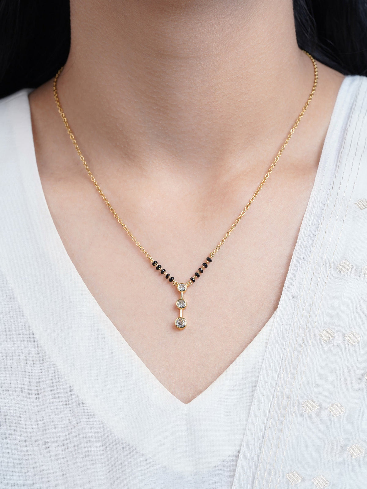 Devika Trio Diamond Drop 18K Gold Plated Mangalsutra