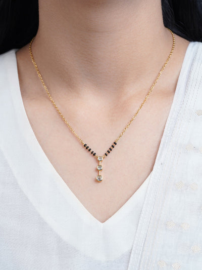 Devika Trio Diamond Drop 18K Gold Plated Mangalsutra