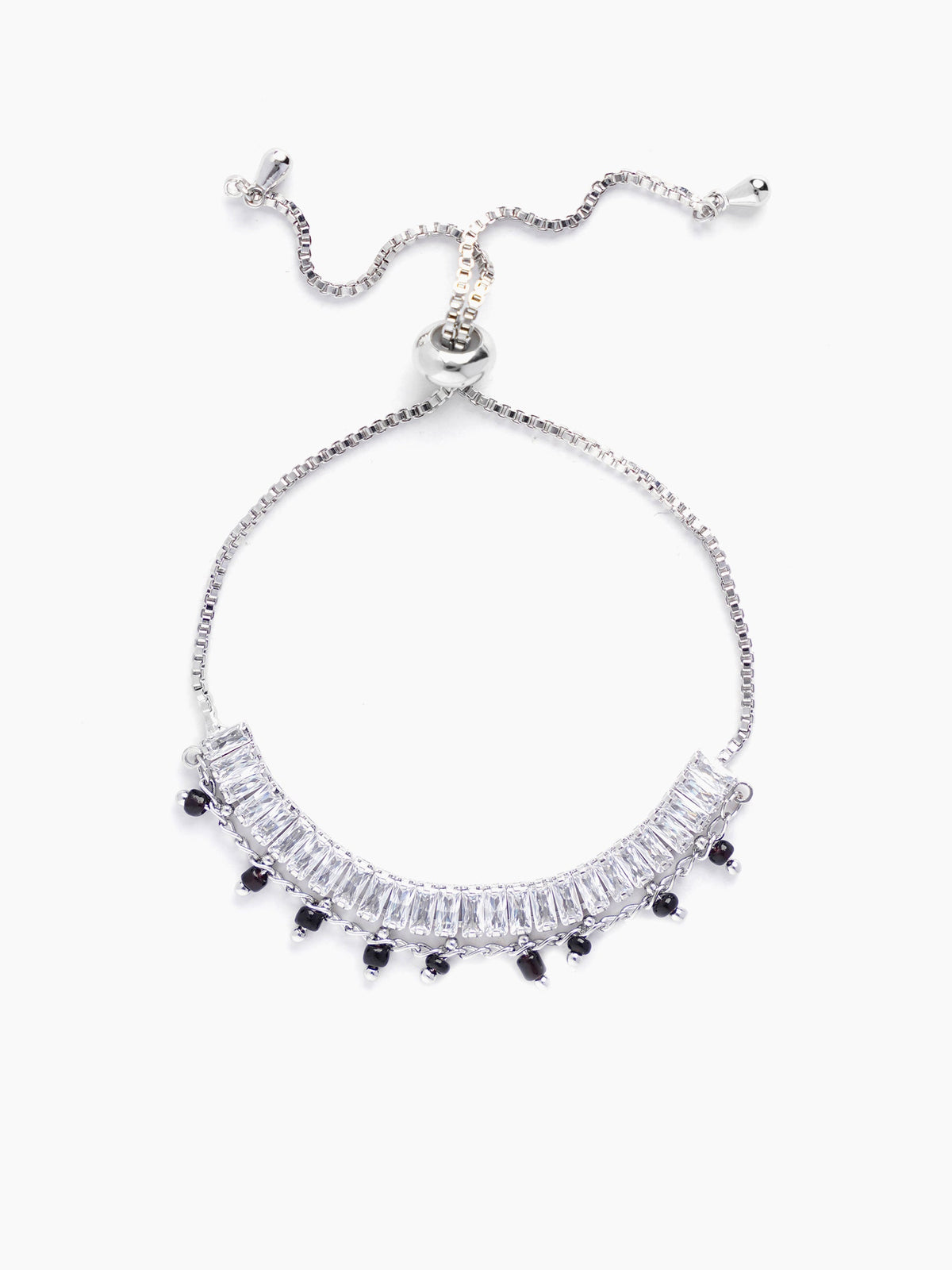 Dia Baguette Stone Silver Mangalsutra Bracelet