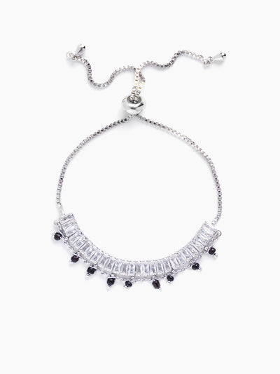 Dia Baguette Stone Silver Mangalsutra Bracelet