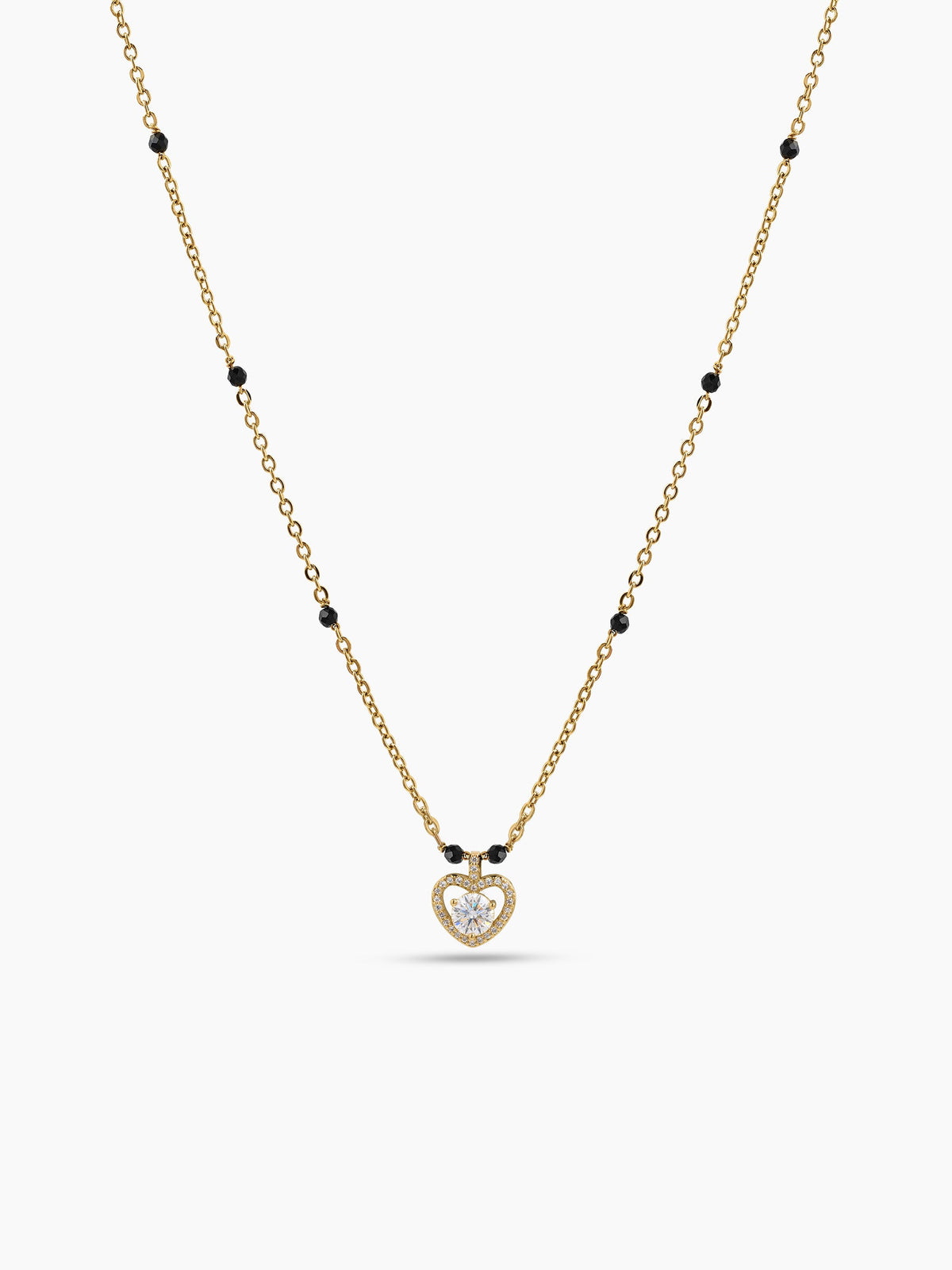 Eshana Solitaire Diamond Heart 18K Gold Plated  Women's Chain Pendant Mangalsutra Necklace