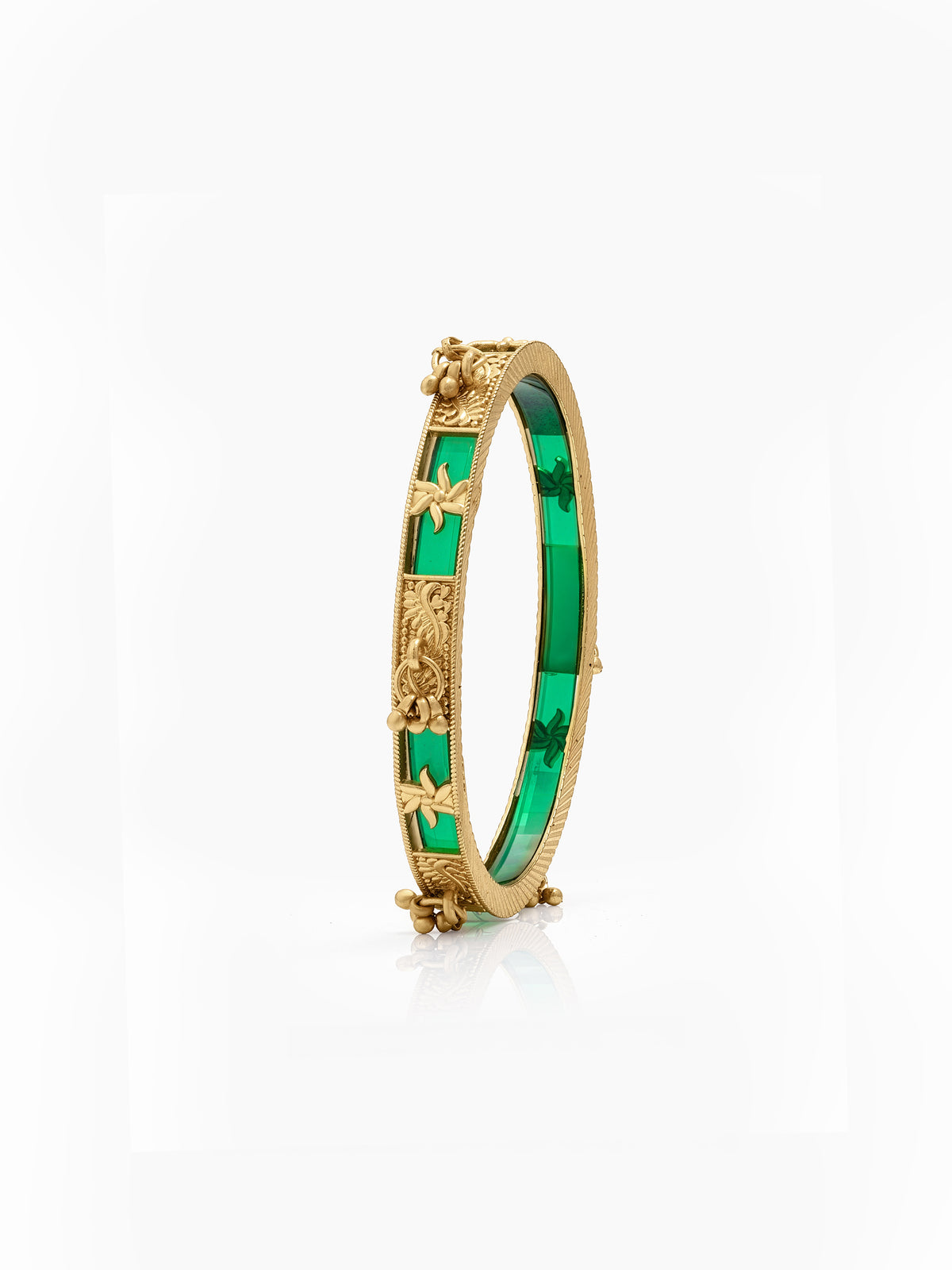 Harita Green Meenakari Charm Gold Set Of 2 Women's 2/4, 2/6, 2/8 Bangles