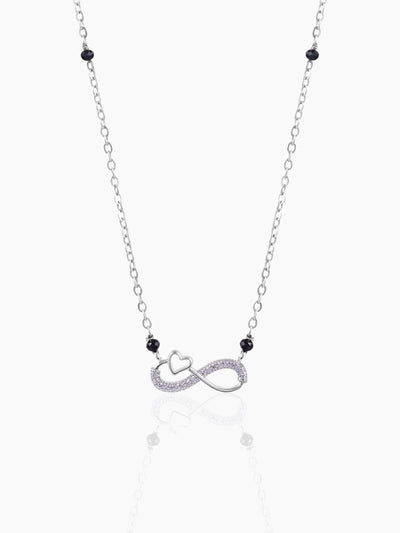 Infinity Heart Shaped Diamond Silver Mangalsutra