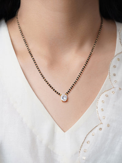 Ishani Oval Diamond Solitaire 18K Gold Plated Mangalsutra