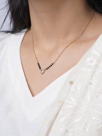 Ivana Heart Shaped Diamond Solitaire 18K Gold Plated Mangalsutra