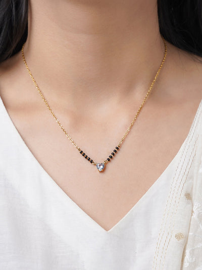 Ivana Heart Shaped Diamond Solitaire 18K Gold Plated Mangalsutra