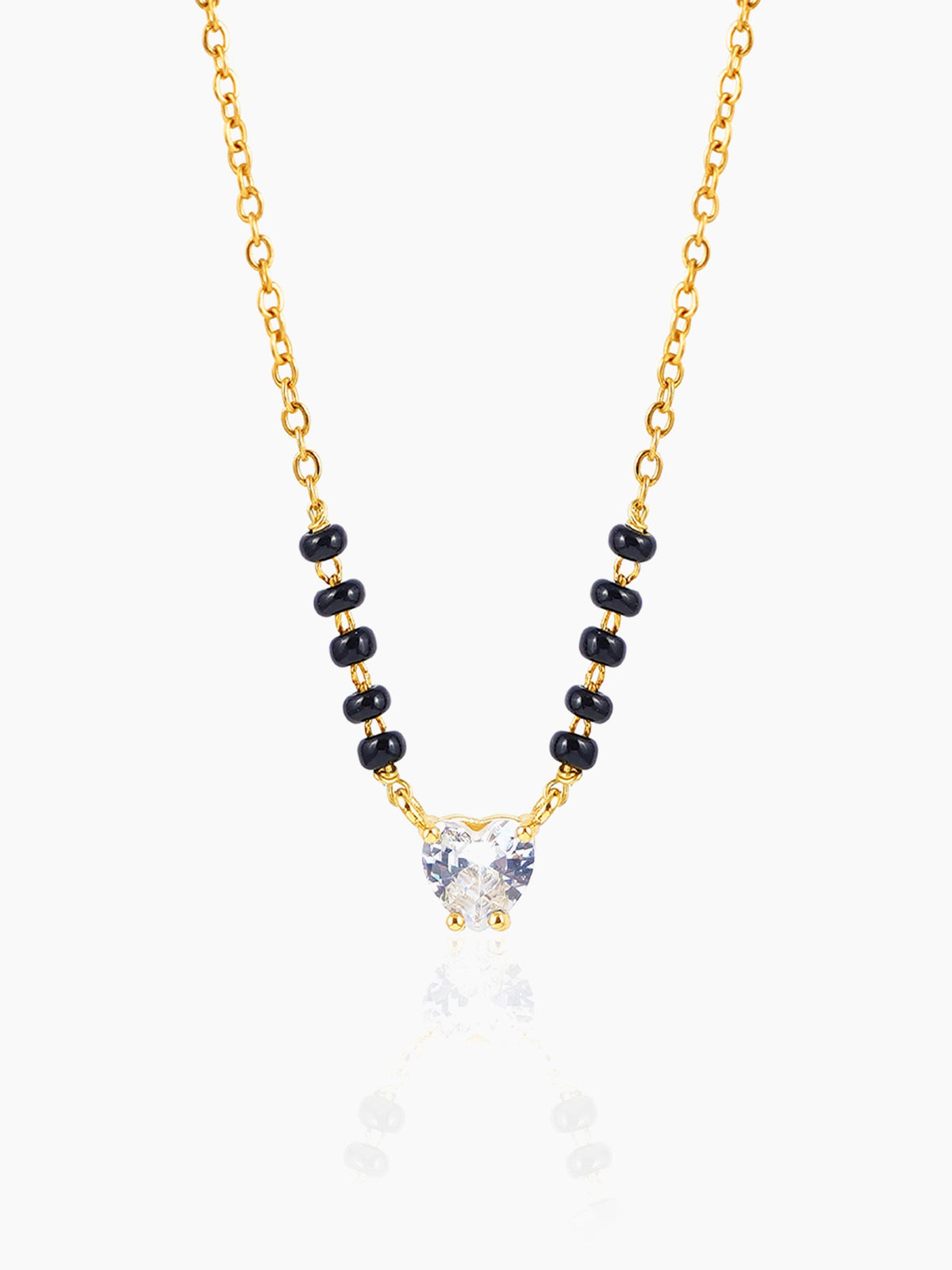 Ivana Heart Shaped Diamond Solitaire 18K Gold Plated Mangalsutra