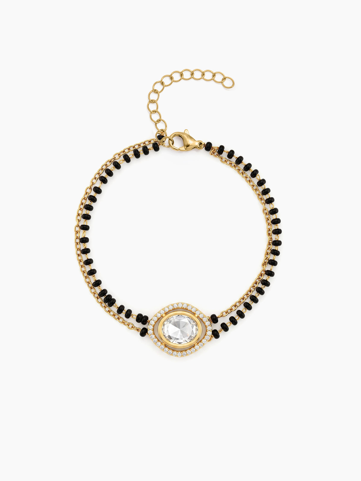 Jiya Halo Diamond Solitaire 18K Gold Plated Women's Mangalsutra Bracelets