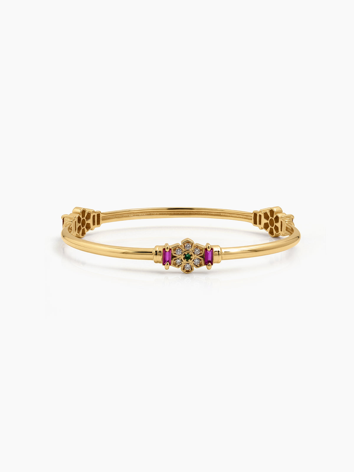 Juhi Floral Pink Diamond Gold Set Of 2 Women's 2/4, 2/6, 2/8 Bangles