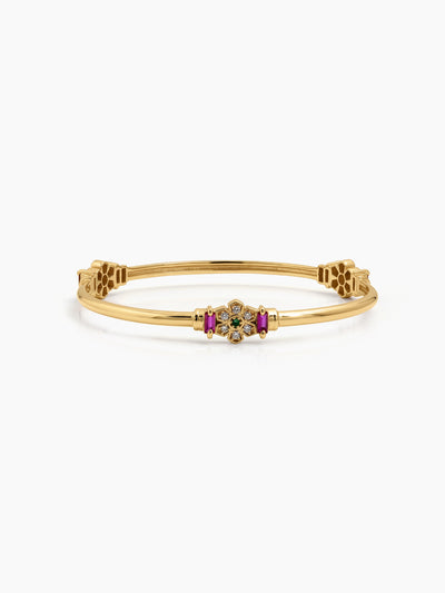 Juhi Floral Pink Diamond Gold Set Of 2 Women's 2/4, 2/6, 2/8 Bangles