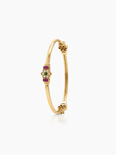 Juhi Floral Pink Diamond Gold Set Of 2 Women's 2/4, 2/6, 2/8 Bangles