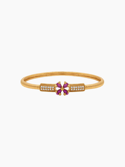 Kanika Pink Floral Gold Women's Bangles (Set Of 2)