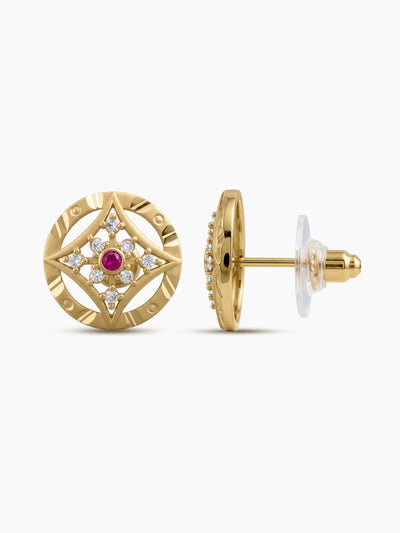 Kashika Clover Diamond Gold Women's Stud Earrings
