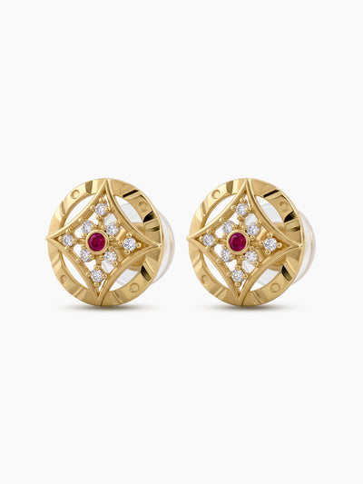 Kashika Clover Diamond Gold Women's Stud Earrings