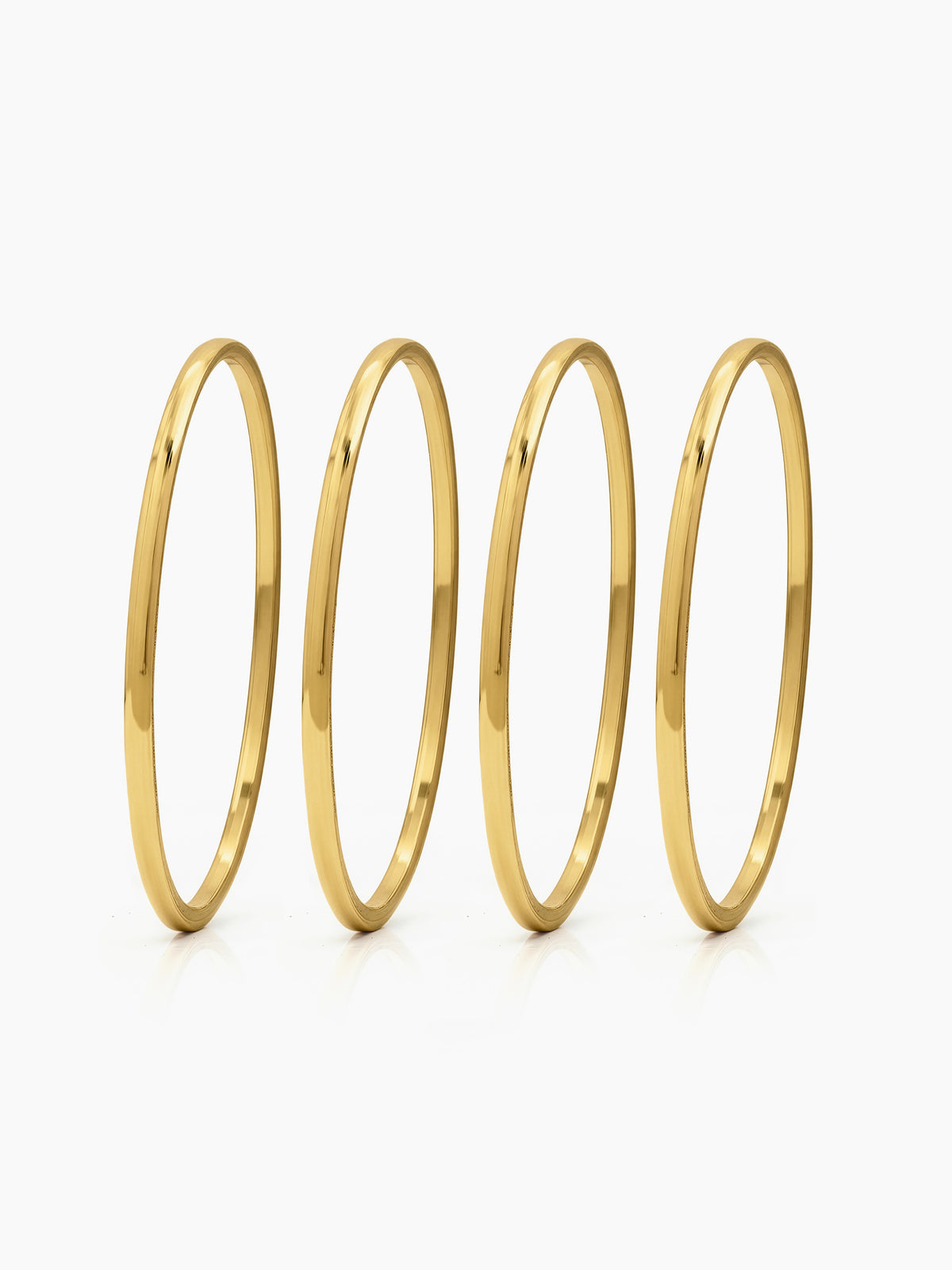 Kashvi Sleek Round Gold Set Of 4 Women's 2/4, 2/6, 2/8  Bangles