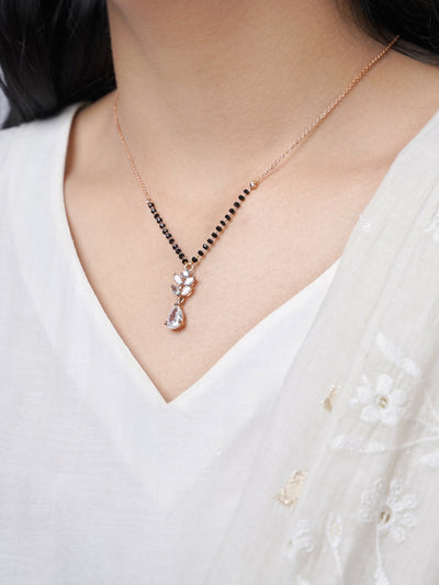 Kasturi Diamond Drop Solitaire Rosegold Plated Mangalsutra