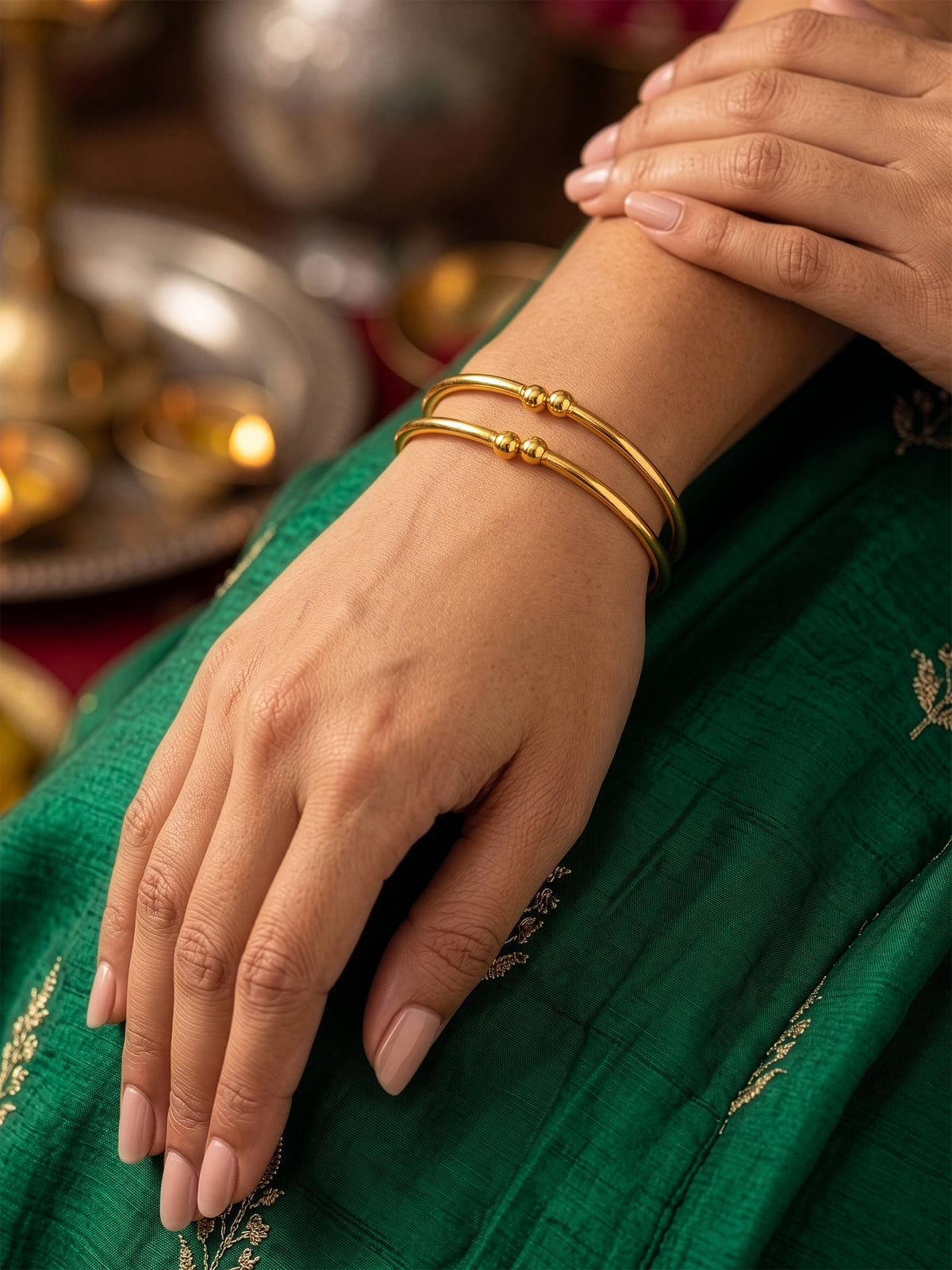 Kavini Classic Gold Set Of 2 Women's 2/4, 2/6, 2/8 Cuff Bangles