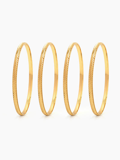 Kavisha Textured Gold 2/4, 2/6, 2/8 Women's Bangles (Set Of 4)