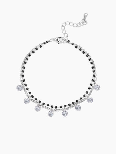 Kiara Diamond Charms Doubled Layered SIlver Mangalsutra Bracelet