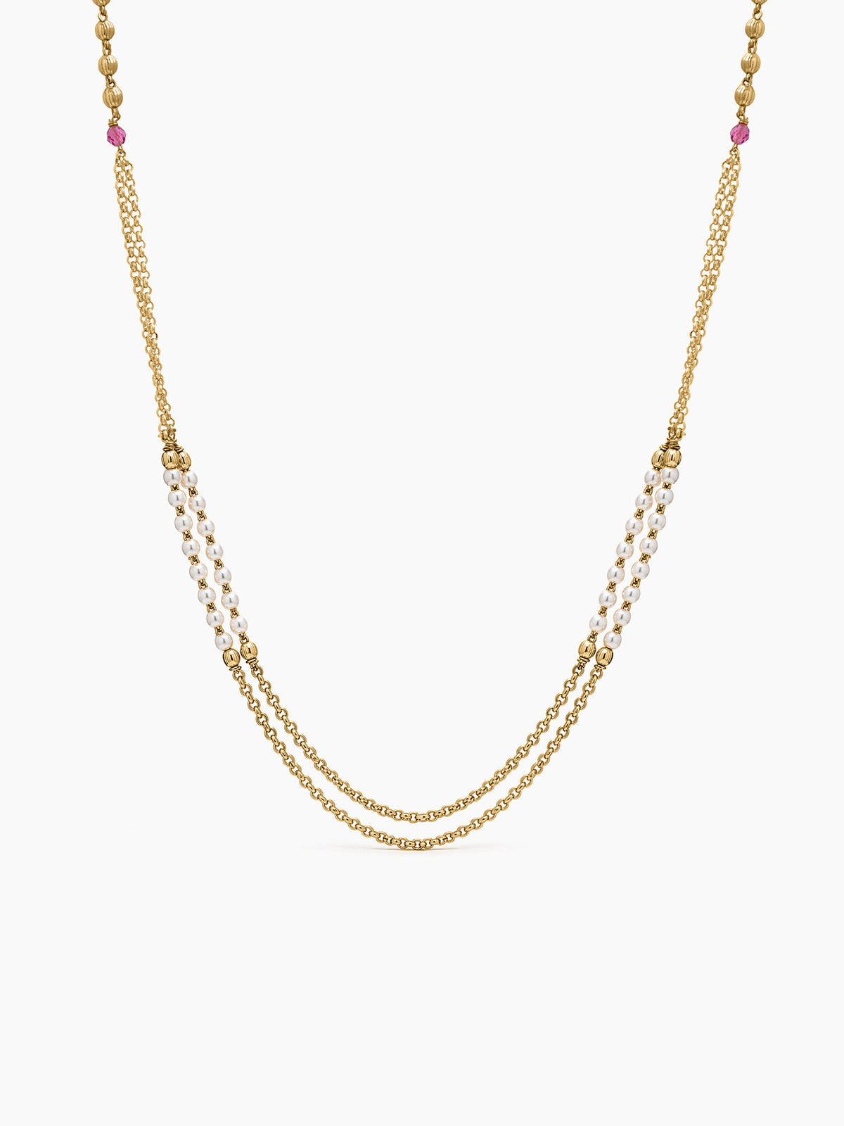 Kunti Pearl Beaded Gold Women's Layered Chain