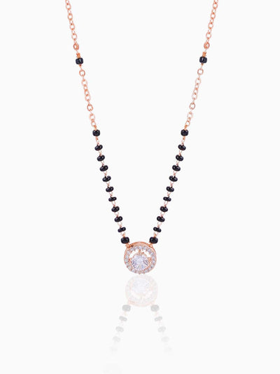 Lisa Circular Diamonds Rosegold Plated Pendant Mangalsutra
