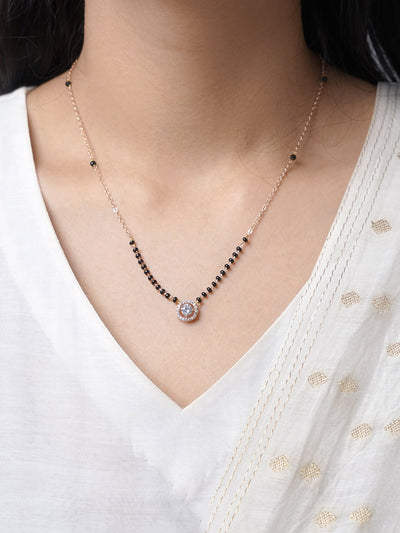 Lisa Circular Diamonds Rosegold Plated Pendant Mangalsutra