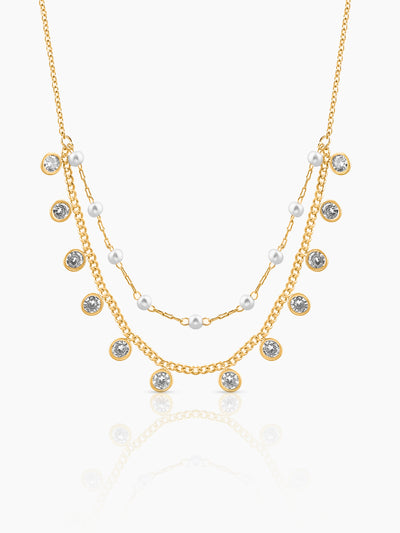 liza pearl lariat daimond charm necklace 