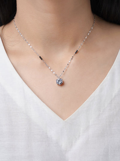 Madan Diamond Solitaire Silver Mangalsutra