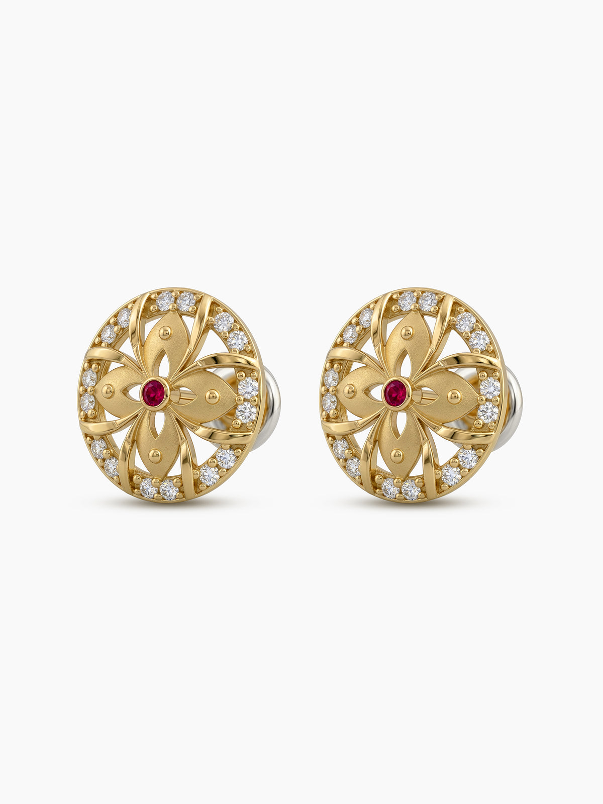 Madhura Pink Clover Diamond Gold Women's Stud Earrings
