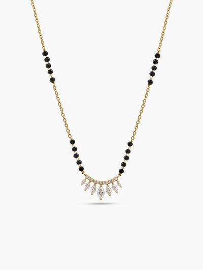 Maitri Marquise Diamond 18K Gold Plated  Women's Chain Pendant Mangalsutra Necklace