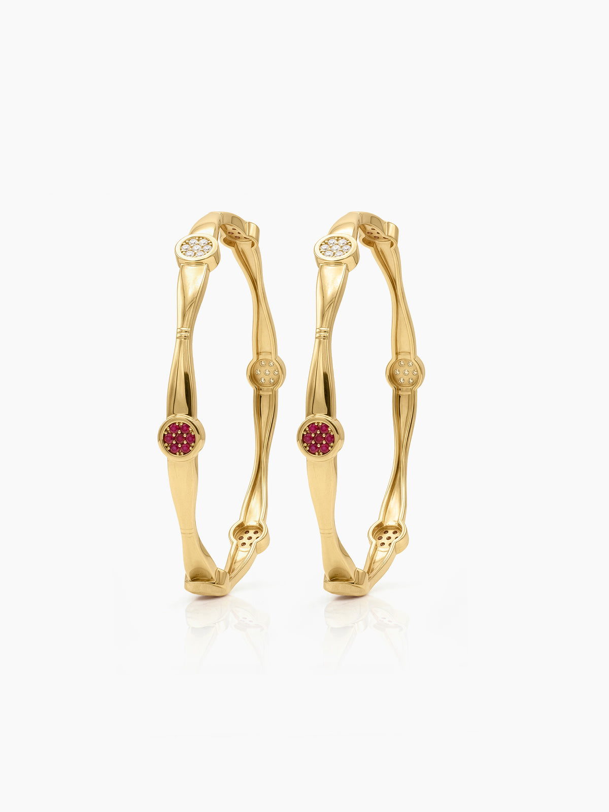 Malini Pink White Diamond Crystal Dot Gold Set Of 2 Women's 2/4, 2/6, 2/8 Bangles