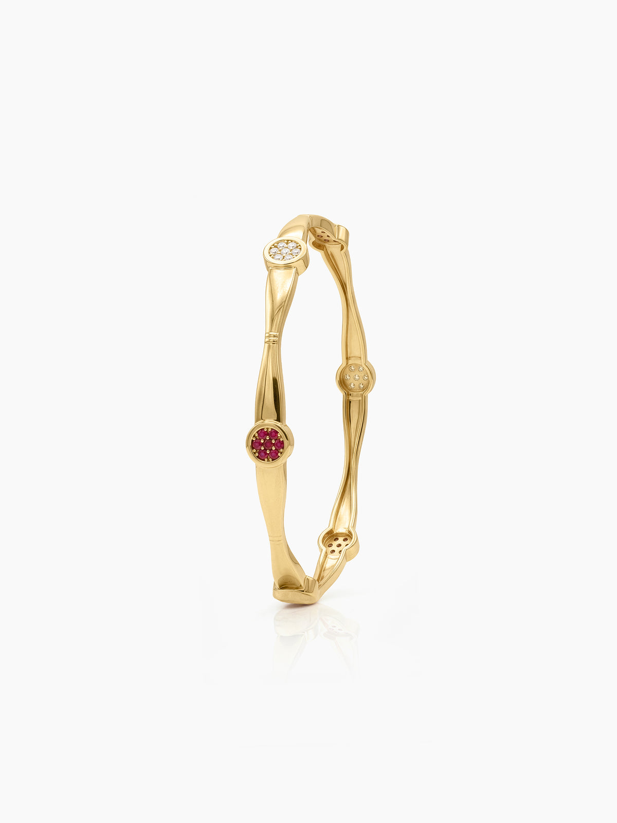 Malini Pink White Diamond Crystal Dot Gold Set Of 2 Women's 2/4, 2/6, 2/8 Bangles