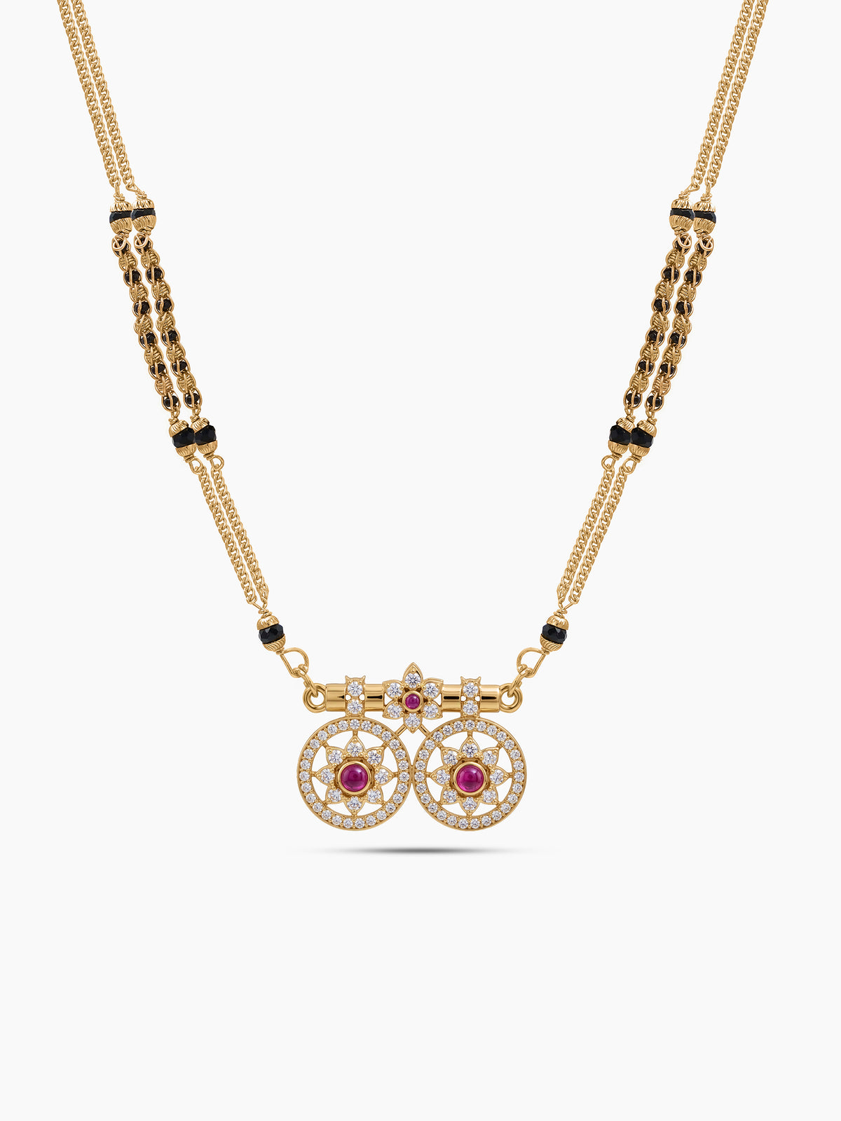 Mandira Pink Diamond Twin Chakra Gold Women's Mangalsutra Necklace