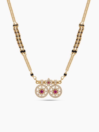 Mandira Pink Diamond Twin Chakra Gold Women's Mangalsutra Necklace