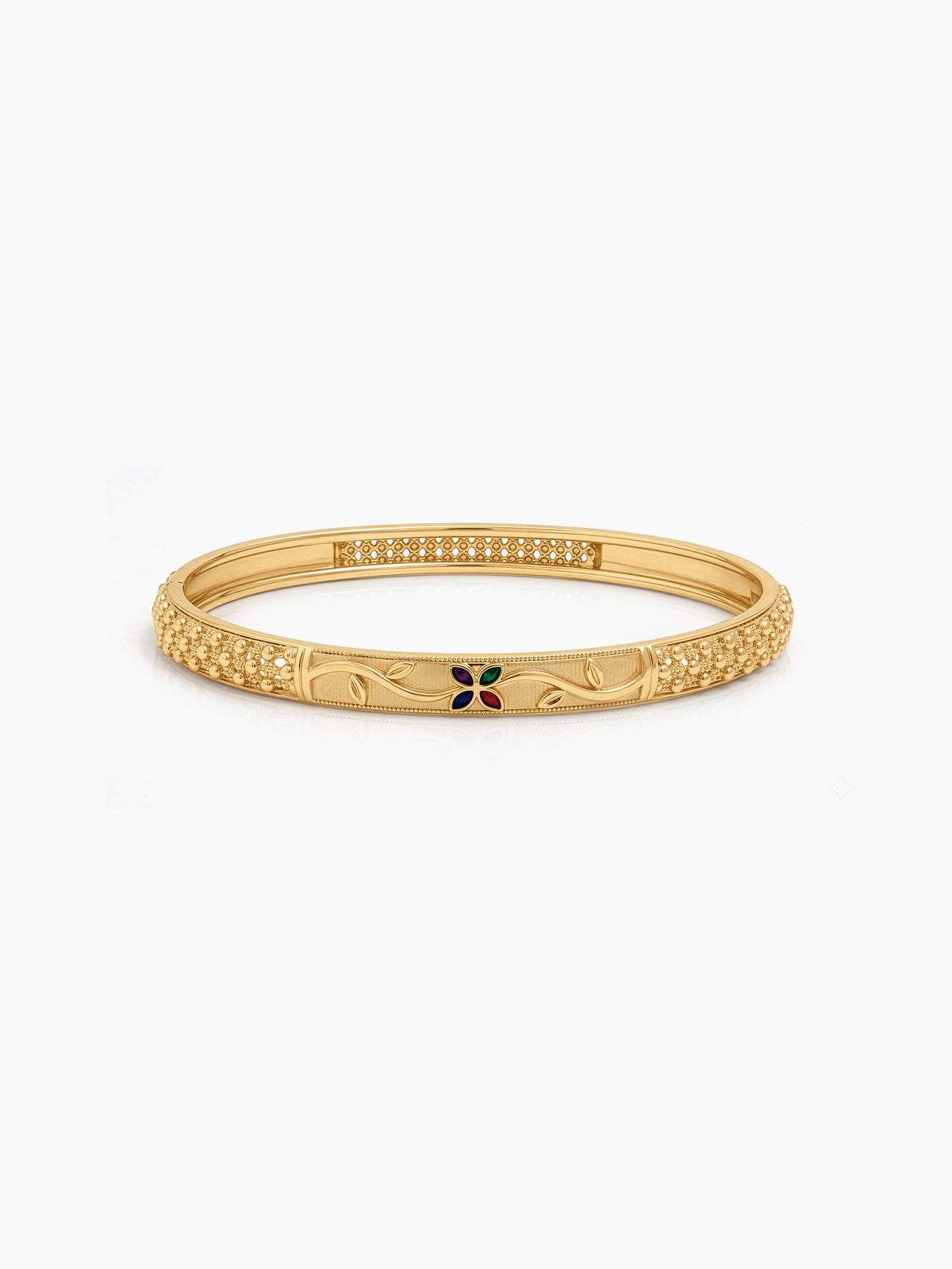 Manika Floral Textured Gold Set Of 4 Women's 2/4, 2/6, 2/8 Bangles