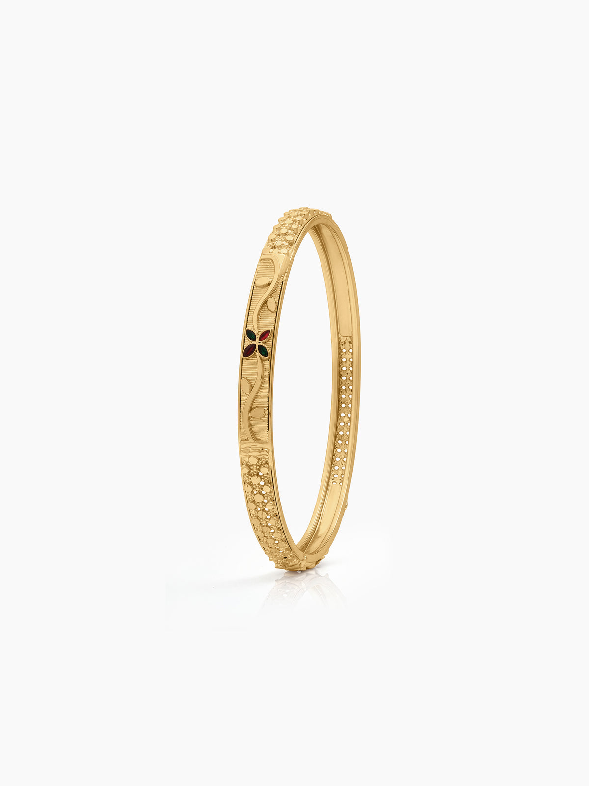 Manika Floral Textured Gold Set Of 4 Women's 2/4, 2/6, 2/8 Bangles