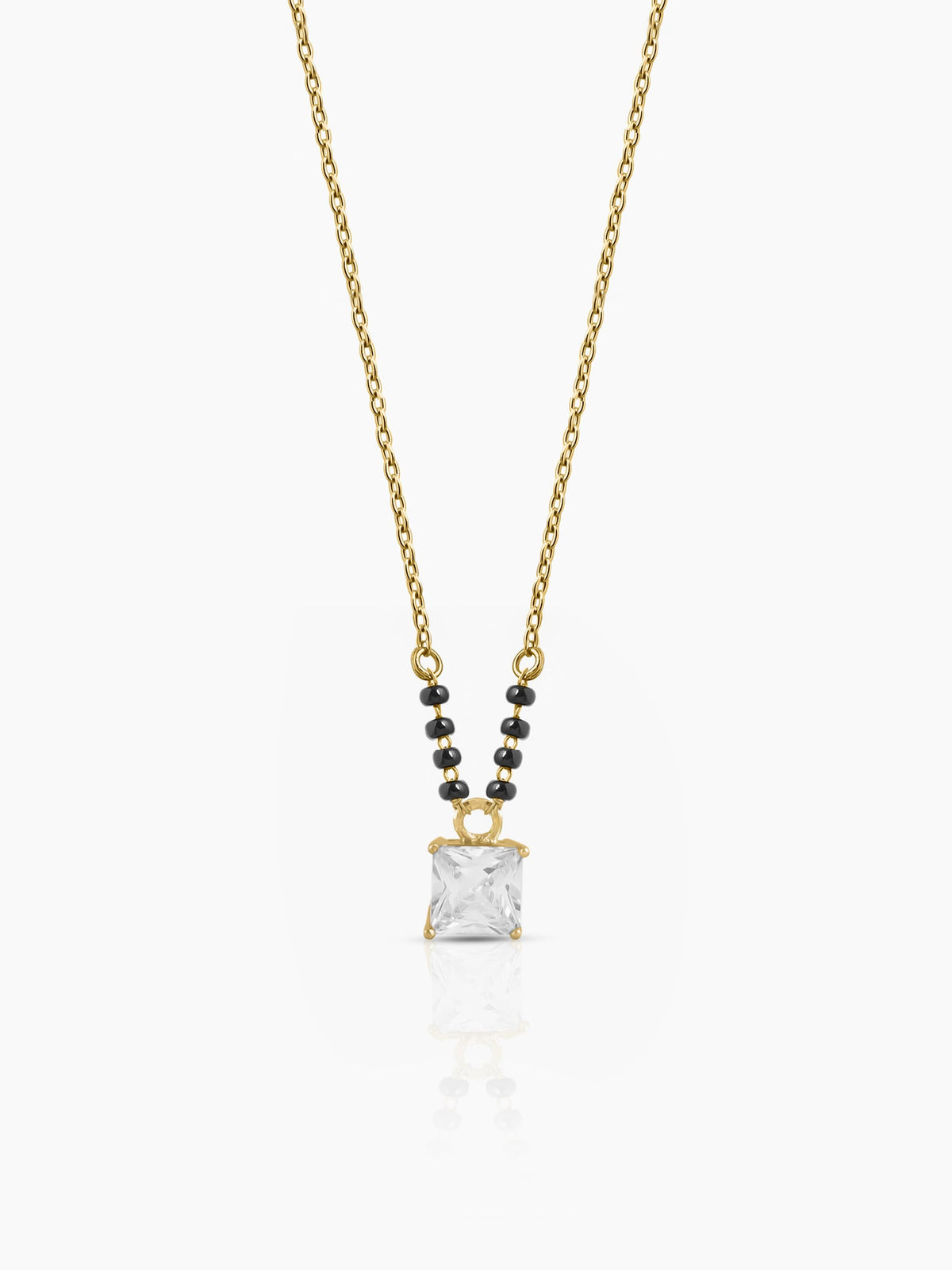 Mehali Princess Square Diamond Solitaire 18K Gold Plated Mangalsutra