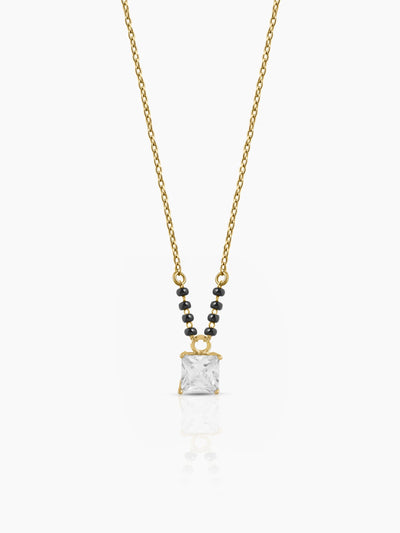 Mehali Princess Square Diamond Solitaire 18K Gold Plated Mangalsutra