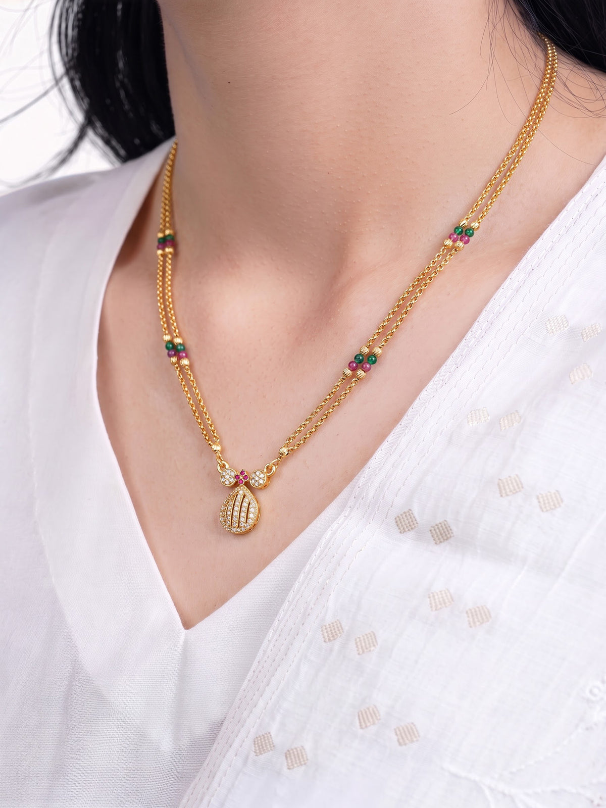 Mitali Pear Diamond Gold Women's Mangalsutra Necklace