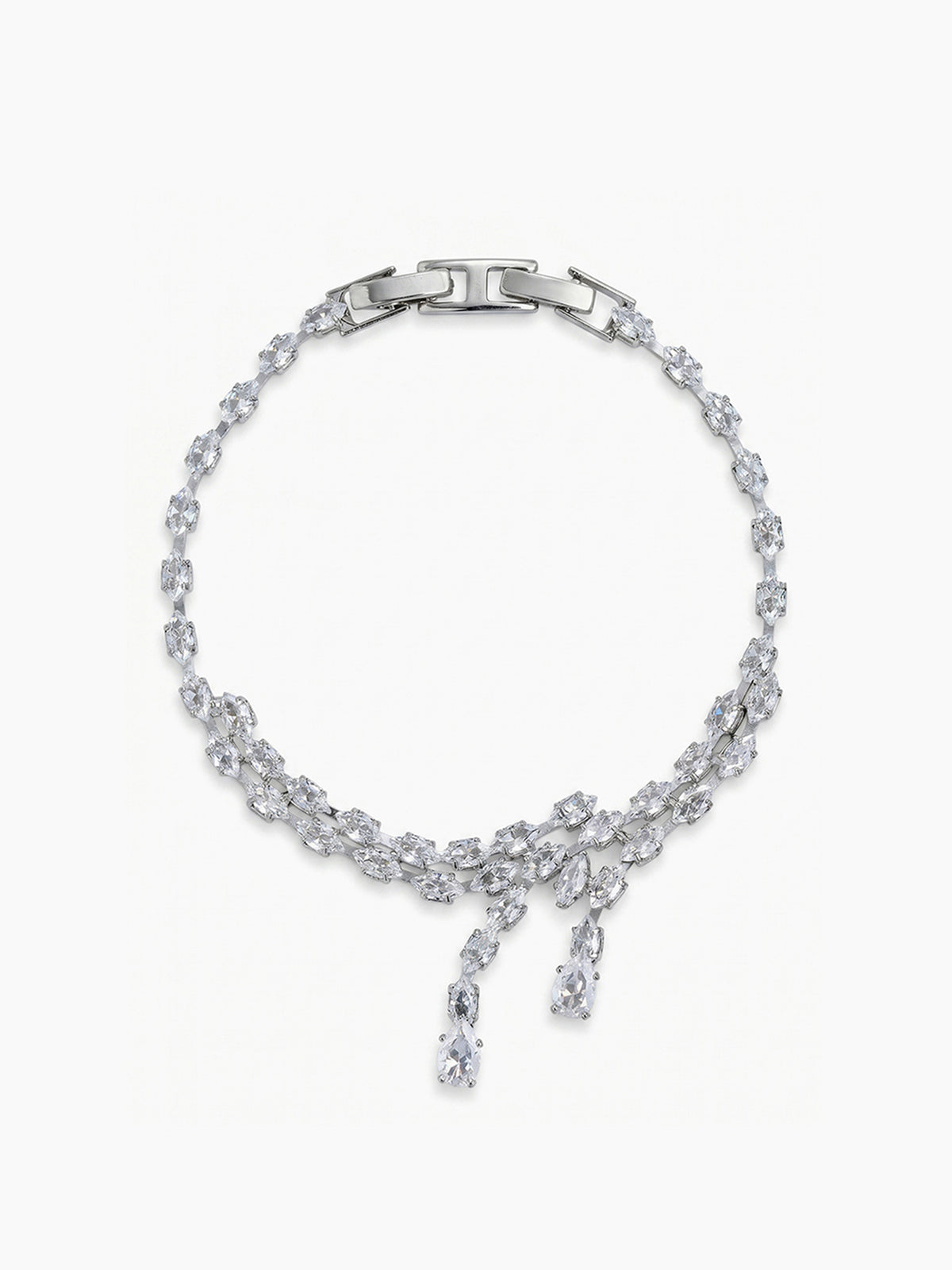 Molisha Diamond Women's Silver Jewelry Set Of 4 - Necklace, Ring, Bracelet & Earrings