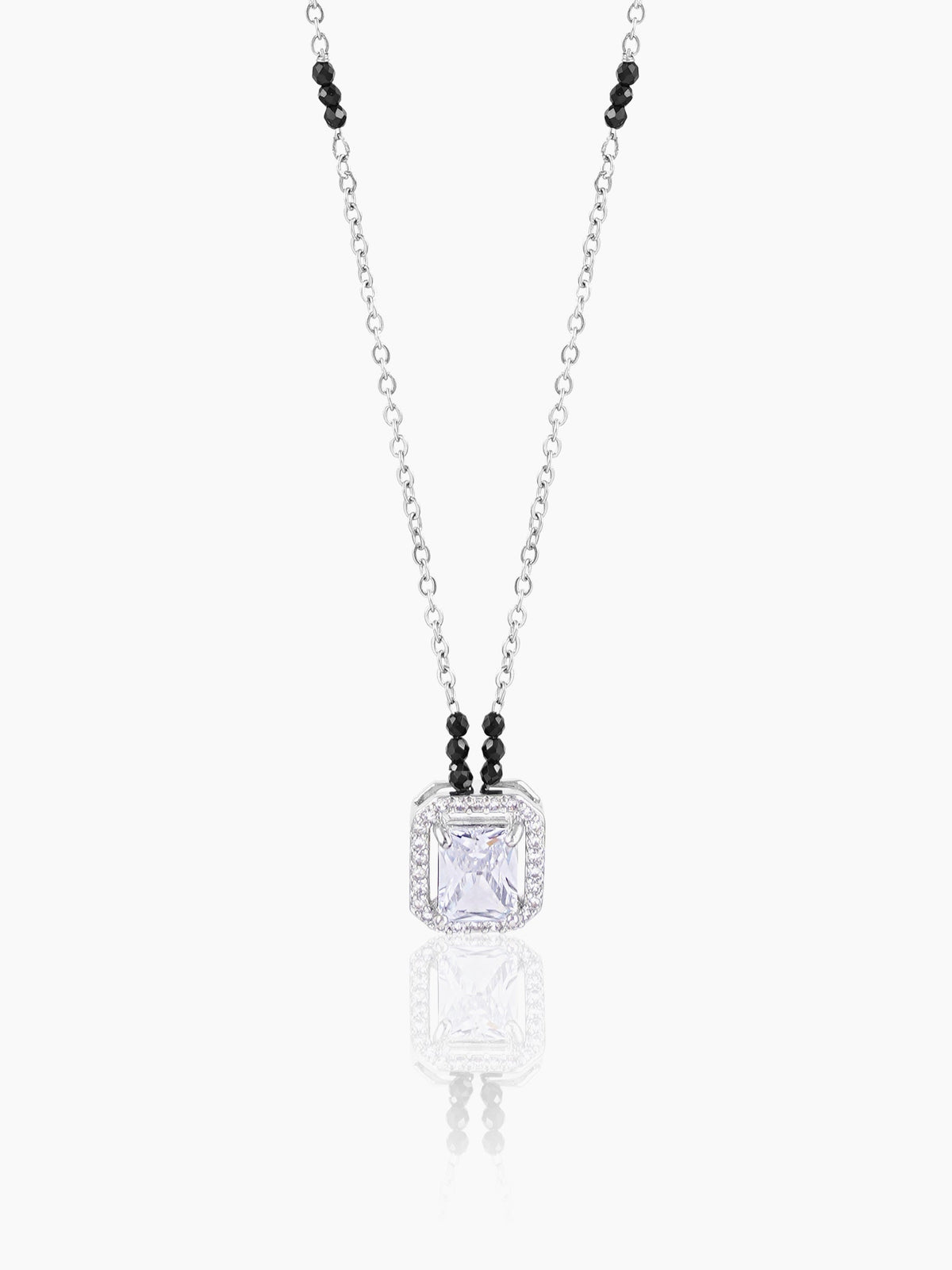Nayaa Diamond Solitaire Silver Pendant Mangalsutra
