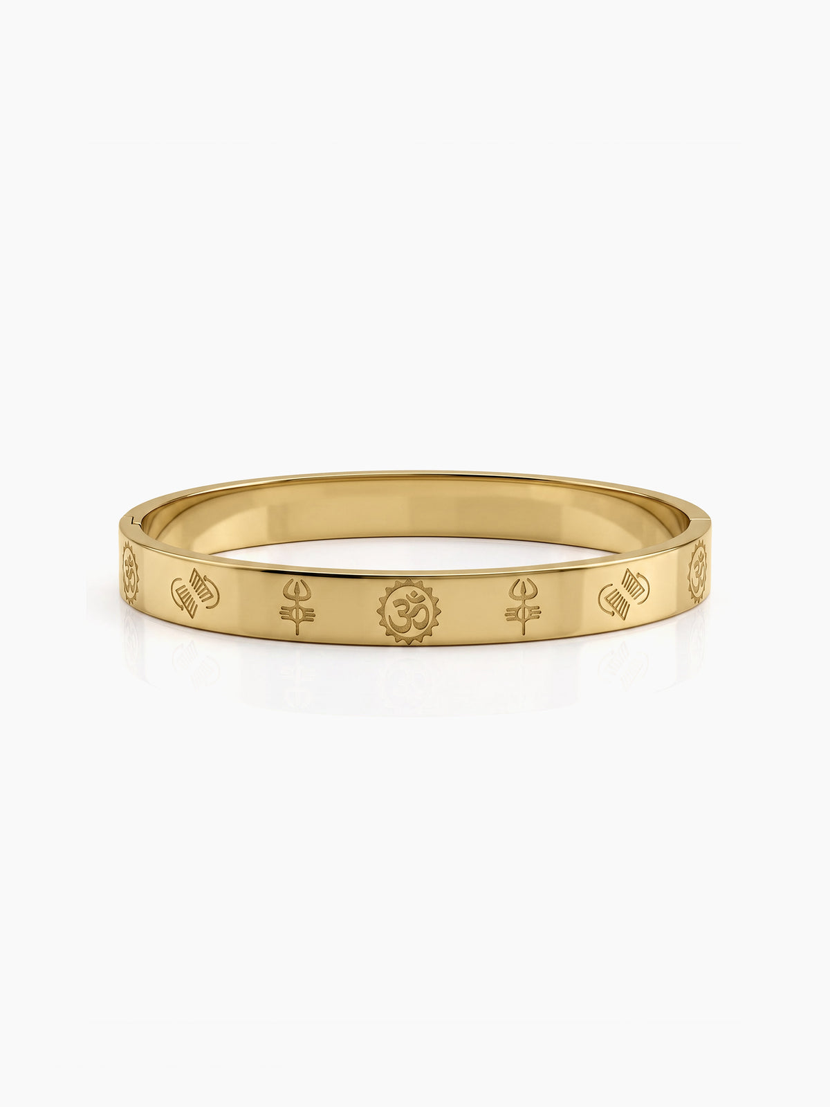 Neelkanth Shiva Om,Trishul,Damru Gold Men's Solid Kada Bracelets