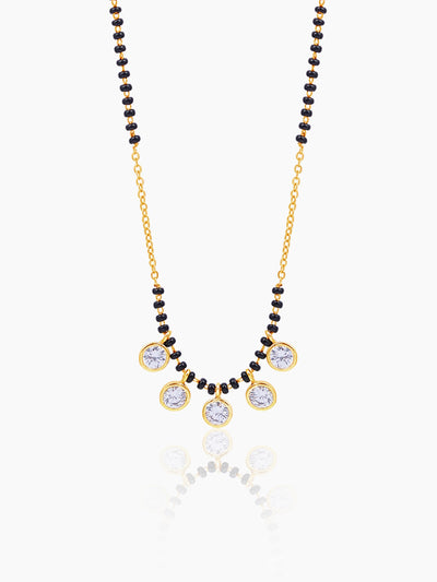 Niraya Five Dazzling Diamond Charms 18K Gold Plated Mangalsutra