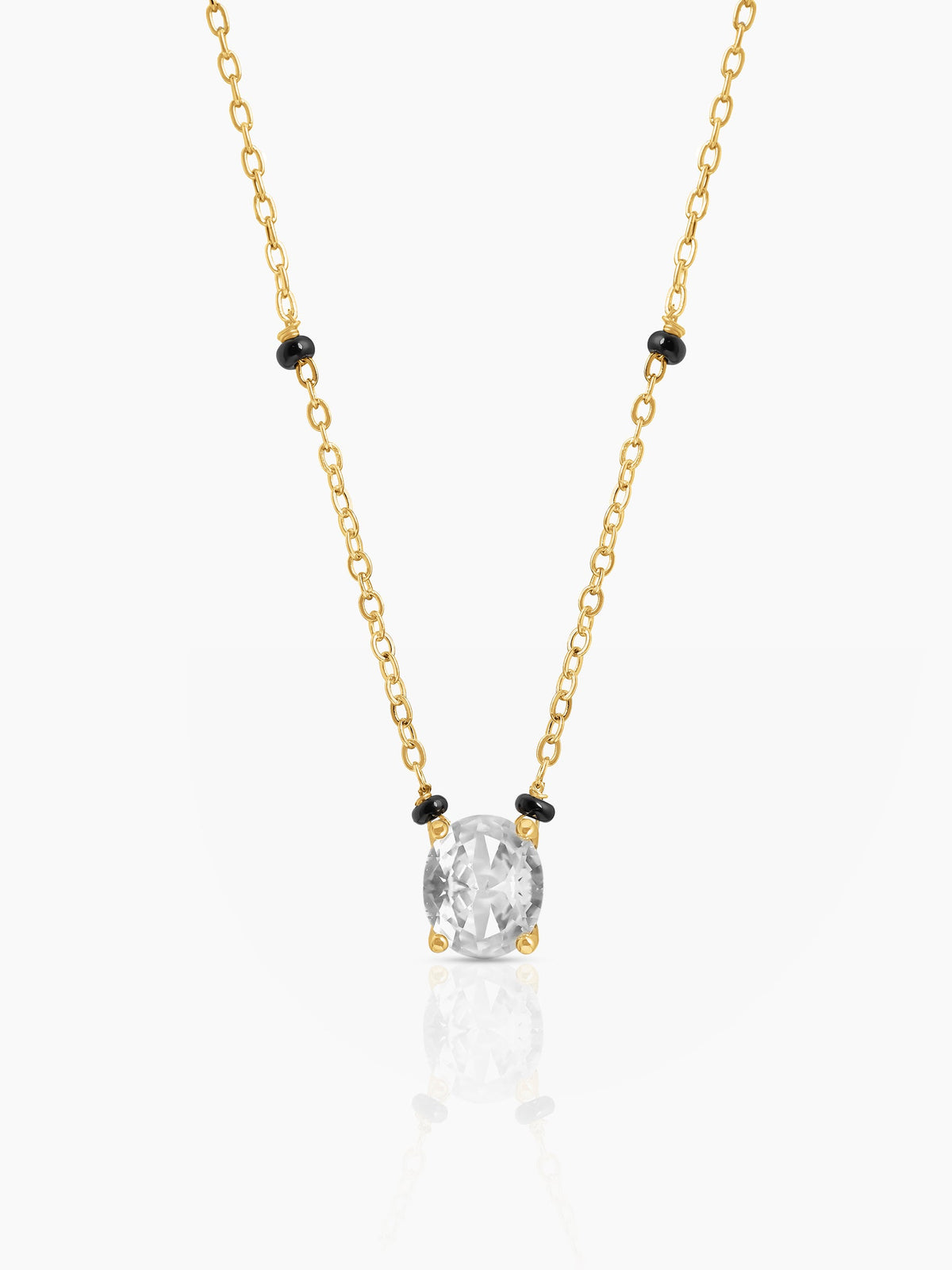 Nirvi Oval Diamond Solitaire 18K Gold Plated Mangalsutra