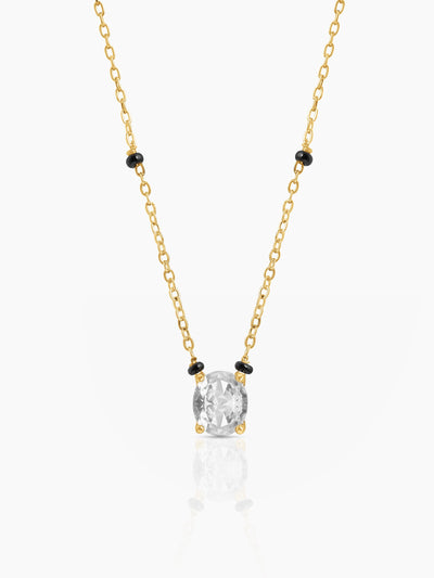 Nirvi Oval Diamond Solitaire 18K Gold Plated Mangalsutra