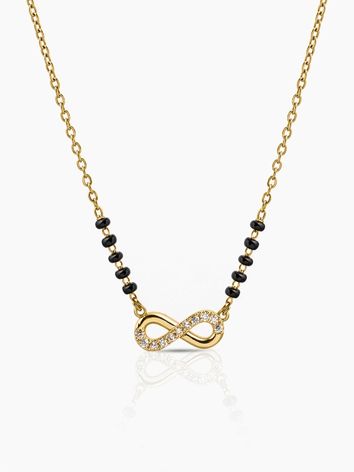Nishi Infinity Charm 18K Gold Tone
 Plated Diamond Mangalsutra