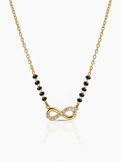 Nishi Infinity Charm 18K Gold Tone
 Plated Diamond Mangalsutra