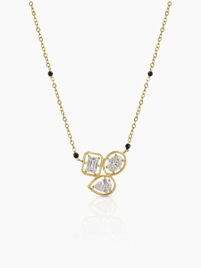 Nivara Trio Solitaire 18K Gold Tone
 Plated Diamond Mangalsutra