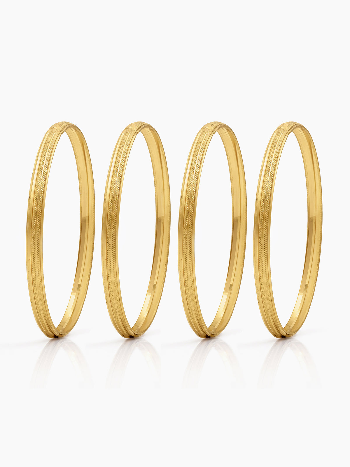 Nivita Texture Line Gold Set of 4 Women's 2/4, 2/6, 2/8 Bangles